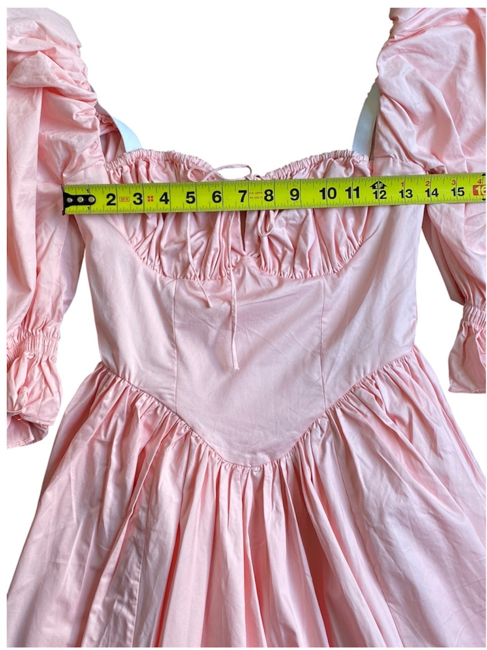 NWT Alieva Aliava Marcia Vintage Pleated Cotton Mini Dress Size XS Puff Sleeve - Picture 6 of 16